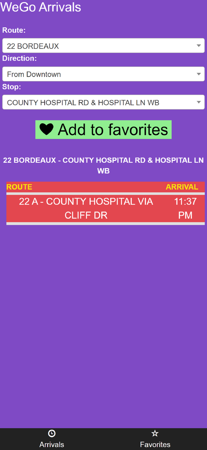 Nashville WeGo Bus Tracker