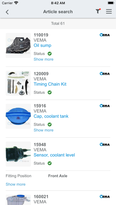 VEMA Catalogue Screenshot