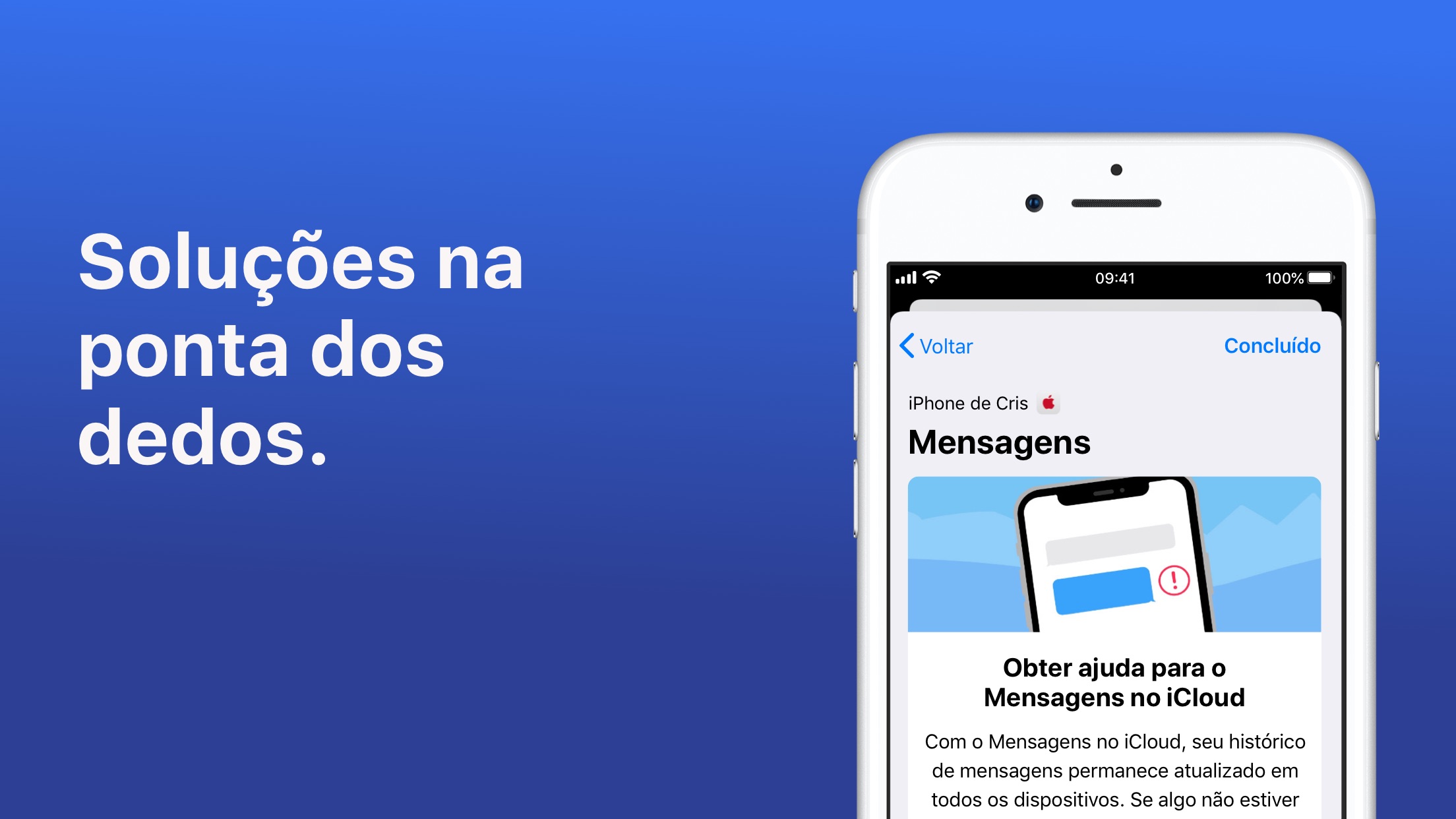 Screenshot do app Suporte da Apple