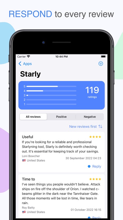 Starly: reviews, reply to apps