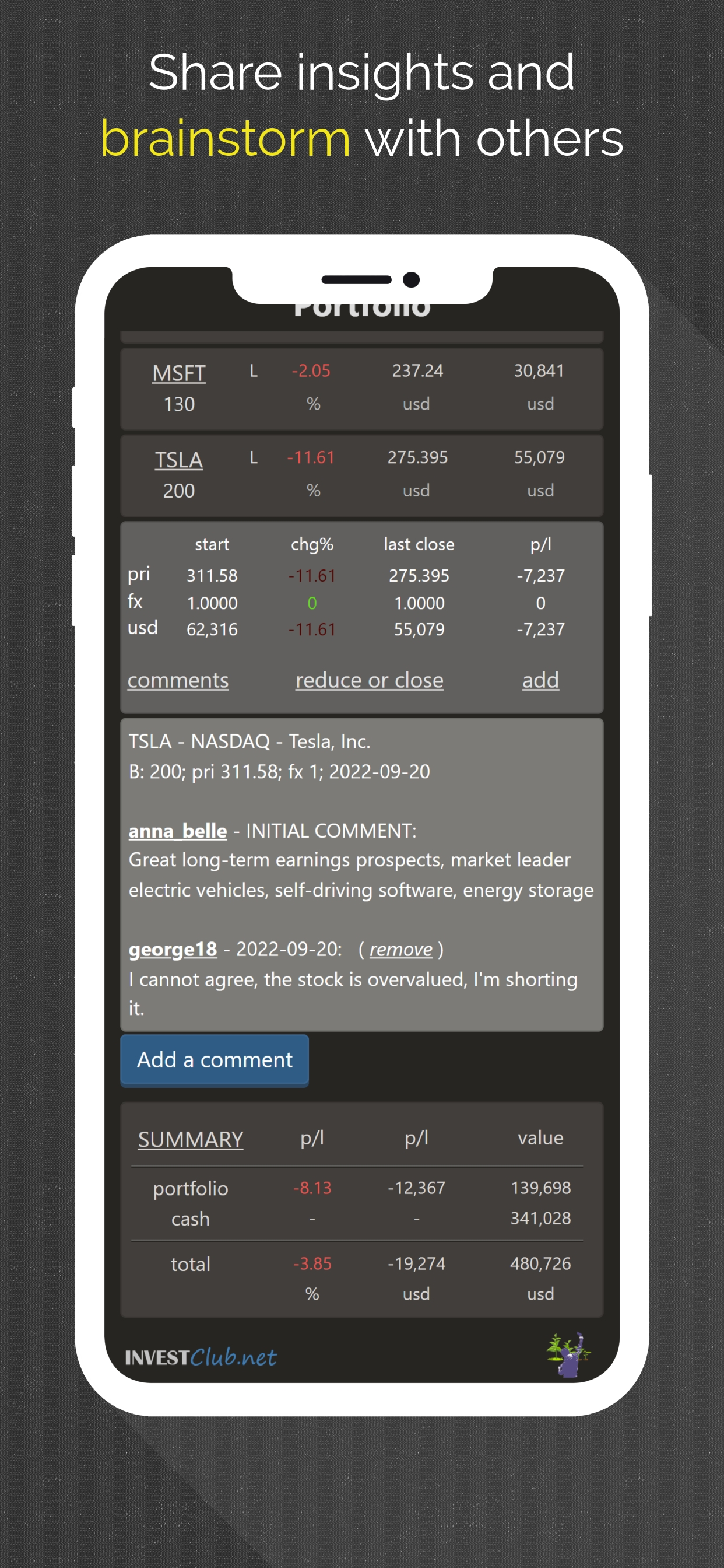 InvestClub app