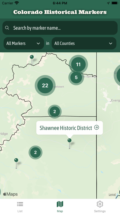 Colorado Historical Markers Screenshot