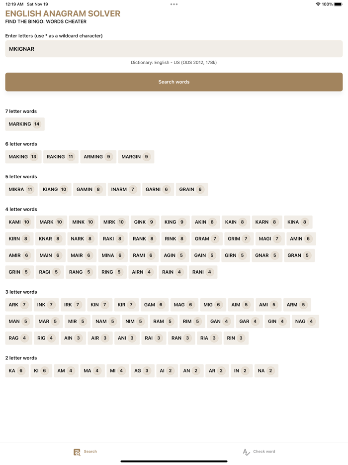 English Anagram Solver