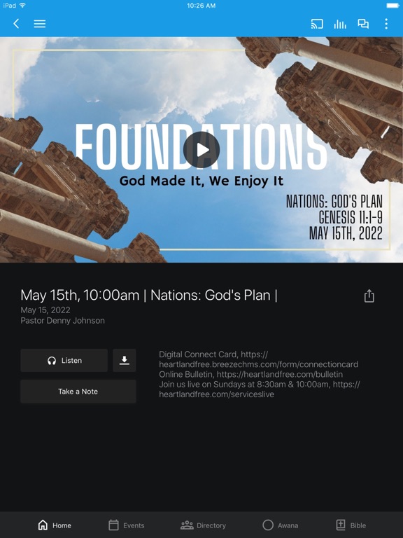 Heartland Free Church iPad screenshot 3 - Lifestyle app