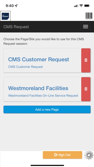 CMS Request Screenshot
