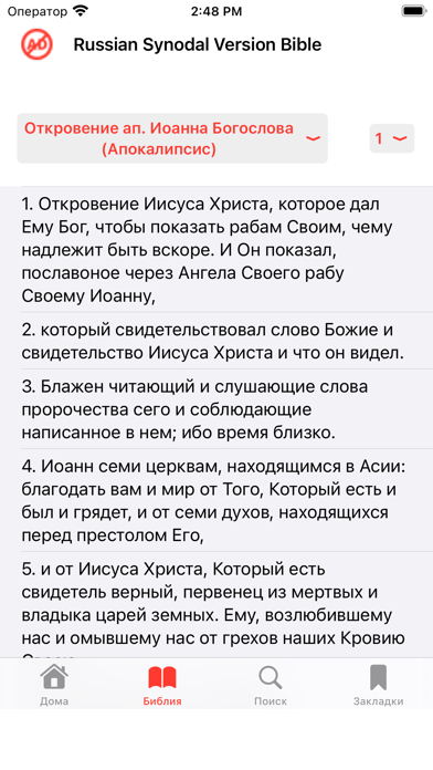 Russian Synodal Version Bible Screenshot