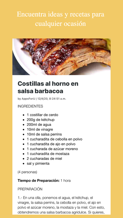 Recetas de cocina caseras Screenshot