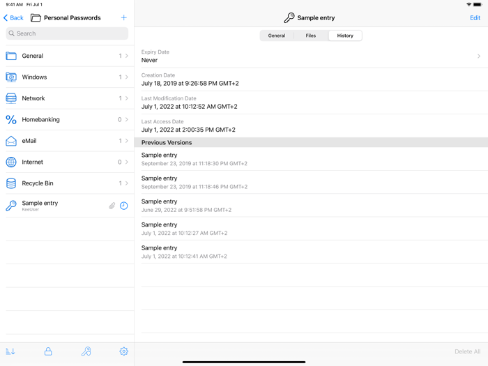 KeePassium KeePass passwords