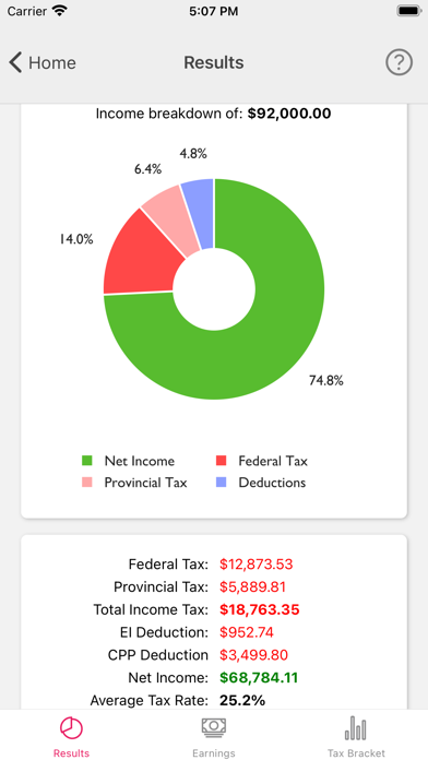Canada Income Tax Calculator Screenshot