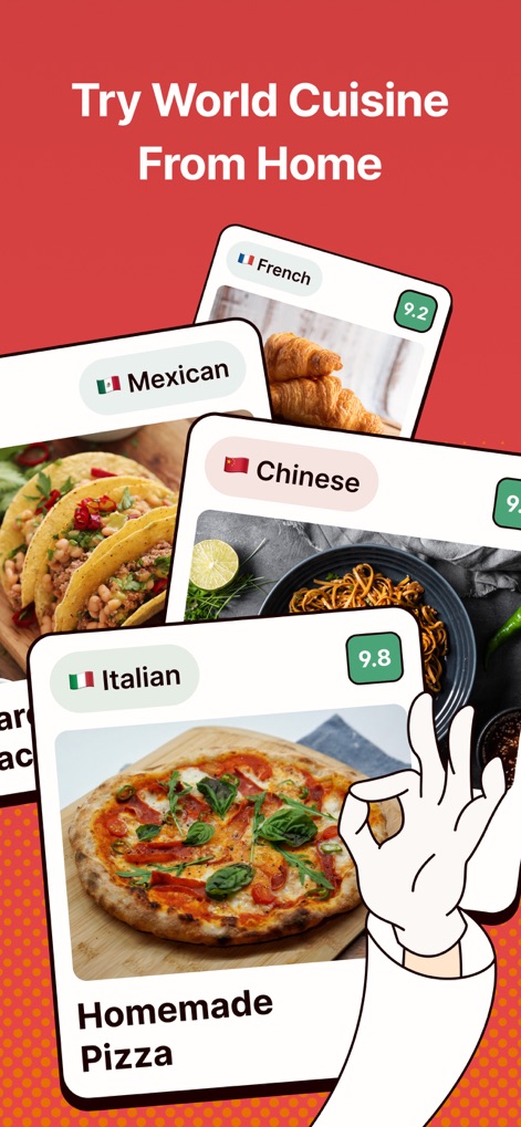 Magic Chef AI Recipe Generator - Die App ermöglicht eine kulinarische Weltreise, indem sie eine Vielfalt internationaler Küchen präsentiert, von "Italian" mit Pizza bis hin zu "Mexican" mit Tacos, direkt auf dem Bildschirm des Nutzers.