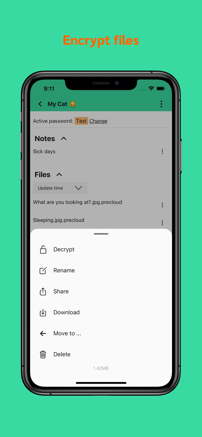 PreCloud Encrypt file and note