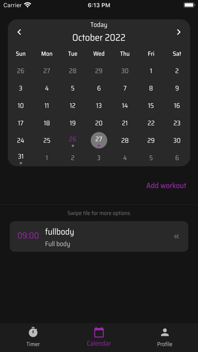TRYHARD – Workout calendar Screenshot