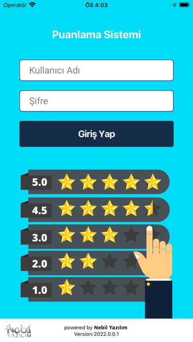 Screenshot 1 of Puanlama Sistemi App