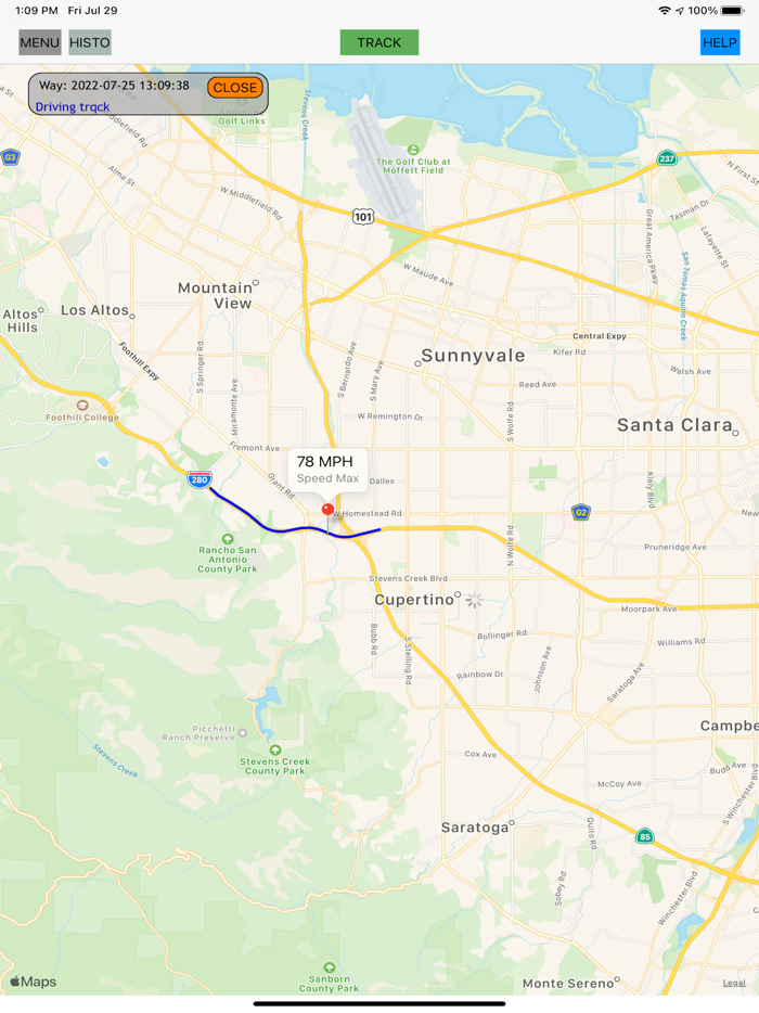 GPS tracking Speed Distance