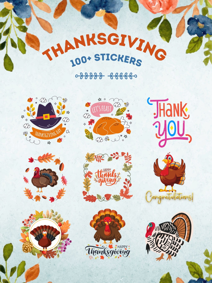100 Thanksgiving Day Stickers