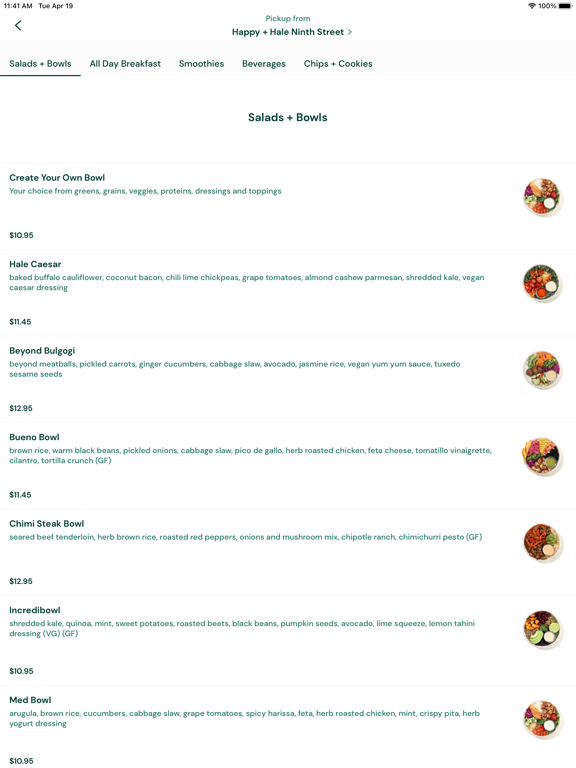 Happy + Hale Ordering iPad screenshot 2 - Food & Drink app