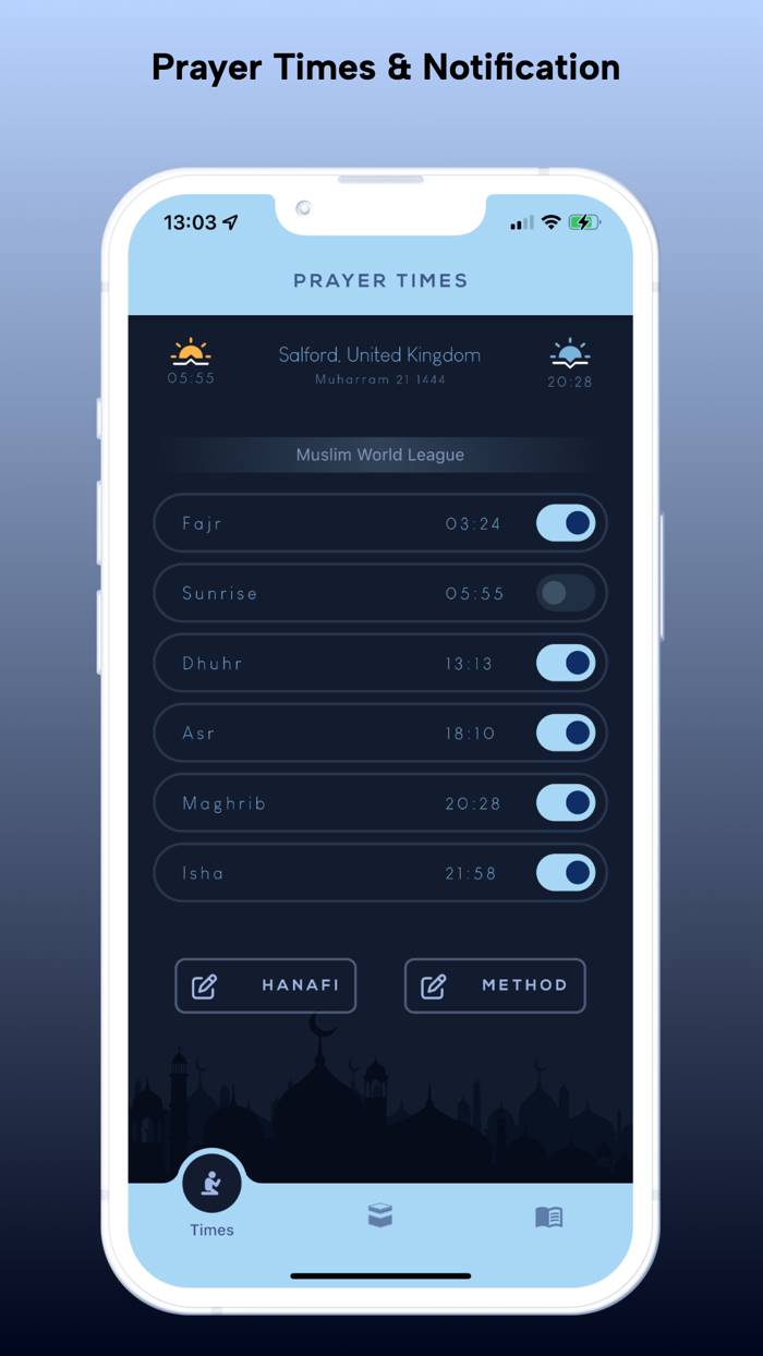 Qibla Finder and Prayer Times