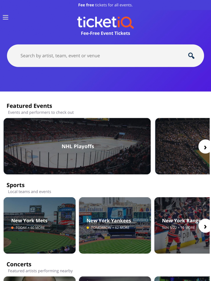 TicketIQ  No Fee Tickets