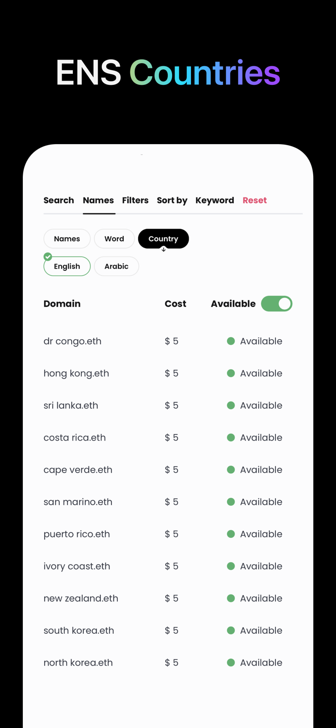 UPYO ENS Find Best .ETH Names