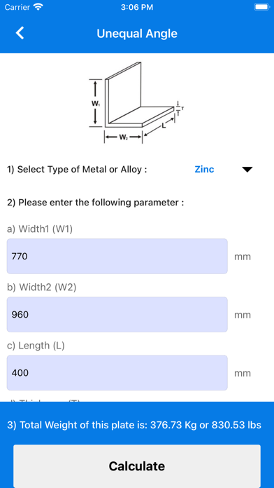 Screenshot #2 pour Metal Weight Calculator ٭