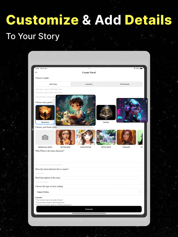 AI Story Generator Novel Write iPad screenshot 4 - Book app