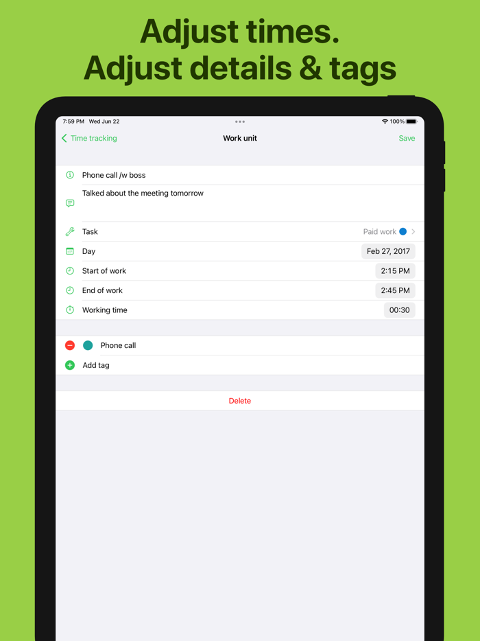 WorkingHours • Time Tracking