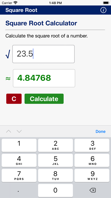 Square Root Calculator Screenshot