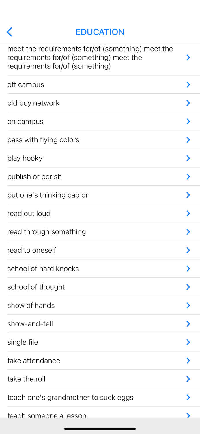 Education and Medical idioms