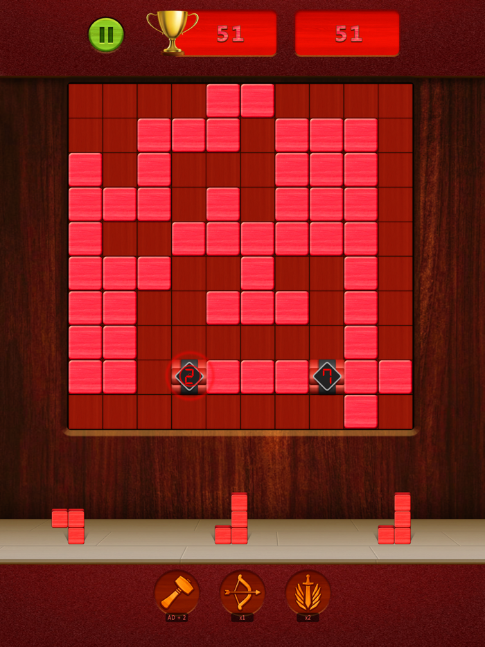 Red Wood Block Tetris  Puzzle
