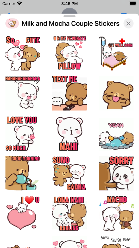 #2. Milk and Mocha Couple Stickers (iOS) 由: Insta‎nt D‎ig‎ital