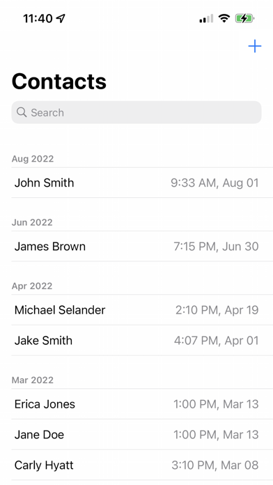 Recent Contacts - Sort by Date Screenshot