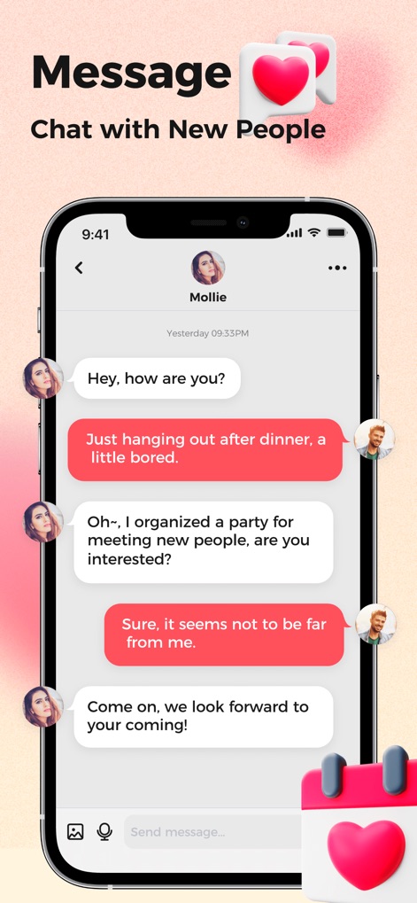 3way: Couples & Singles Dating - The app provides a streamlined messaging interface for users to connect through real-time conversations, featuring distinct conversation bubbles and an integrated message input field for easy communication.