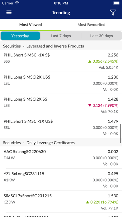 SGX Mobile Screenshot