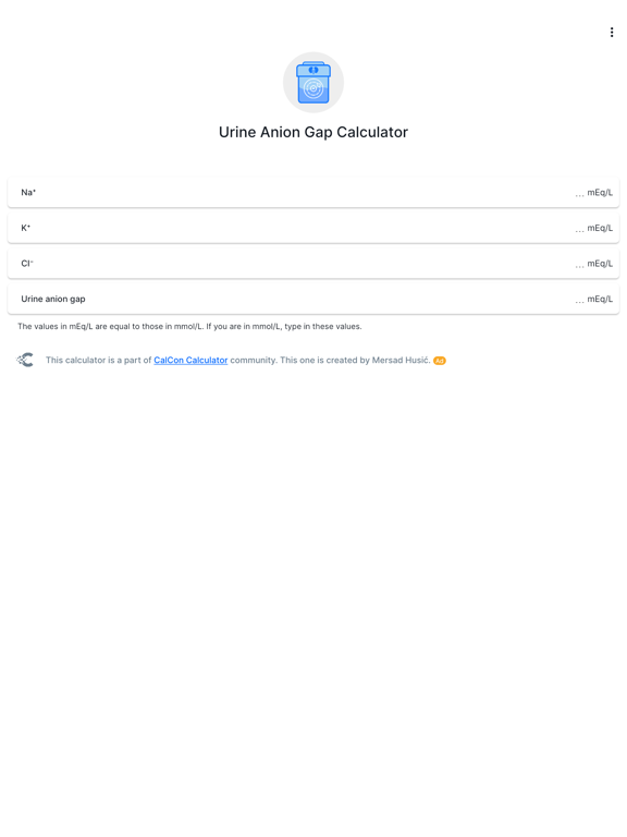 Urine Anion Gap Calculator