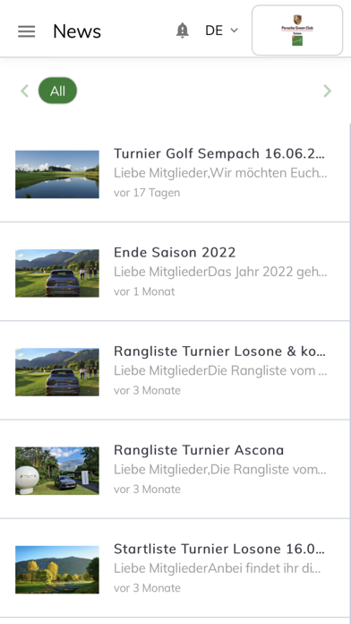 Porsche Green Club App Screenshot