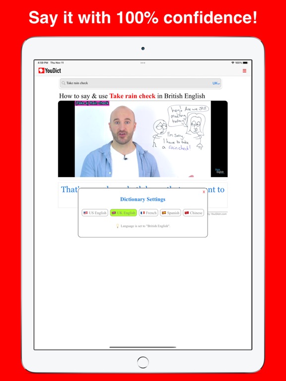 YouDict - Video Dictionary iPad screenshot 4 - Education app