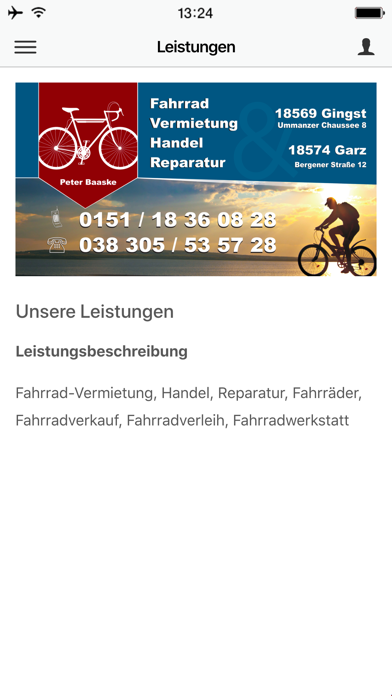 Fahrrad-Vermietung P. Baaske Screenshot