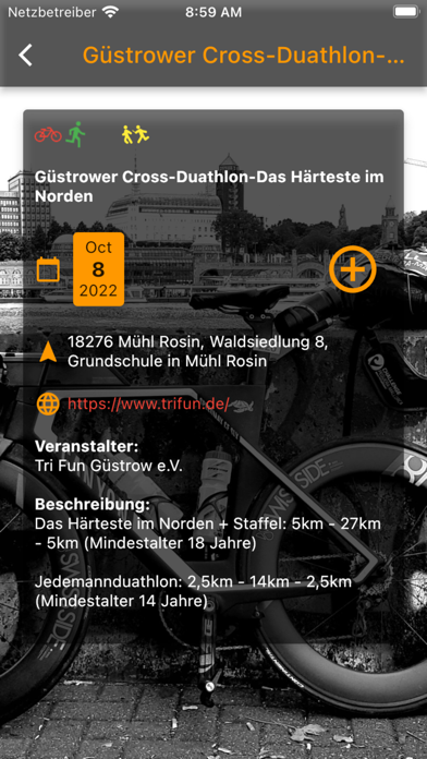 Triathlon Veranstaltungen Screenshot