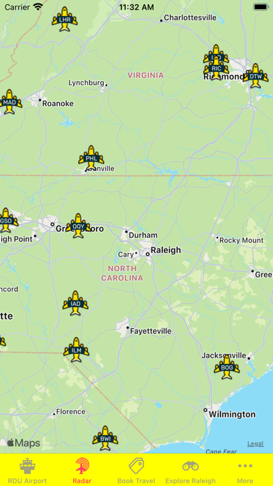 Raleigh Airport (RDU) + Radar Screenshot