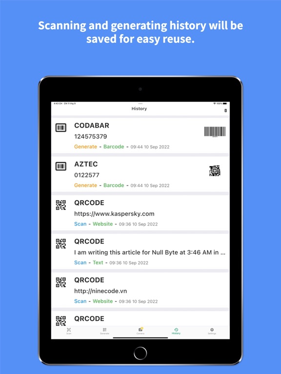 QR code, Barcode, UPC Reader iPad screenshot 9 - Productivity app