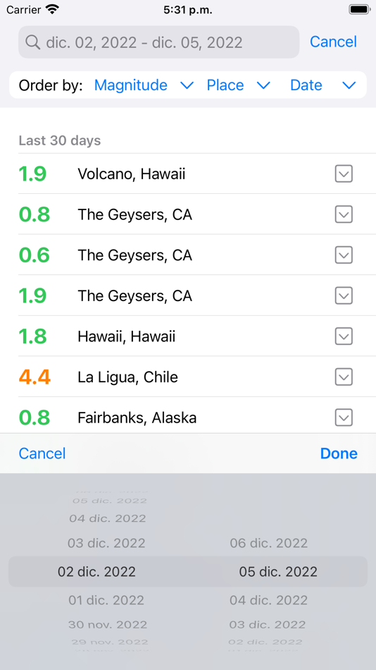#4. Quake Meter - Earthquake data (iOS) Podle: Laura Zafra