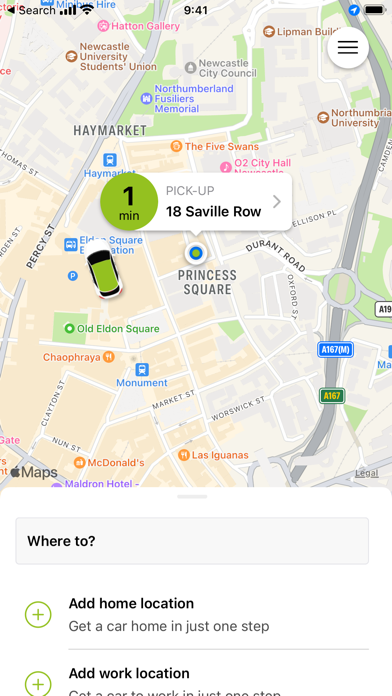 Nearby Taxis. Screenshot