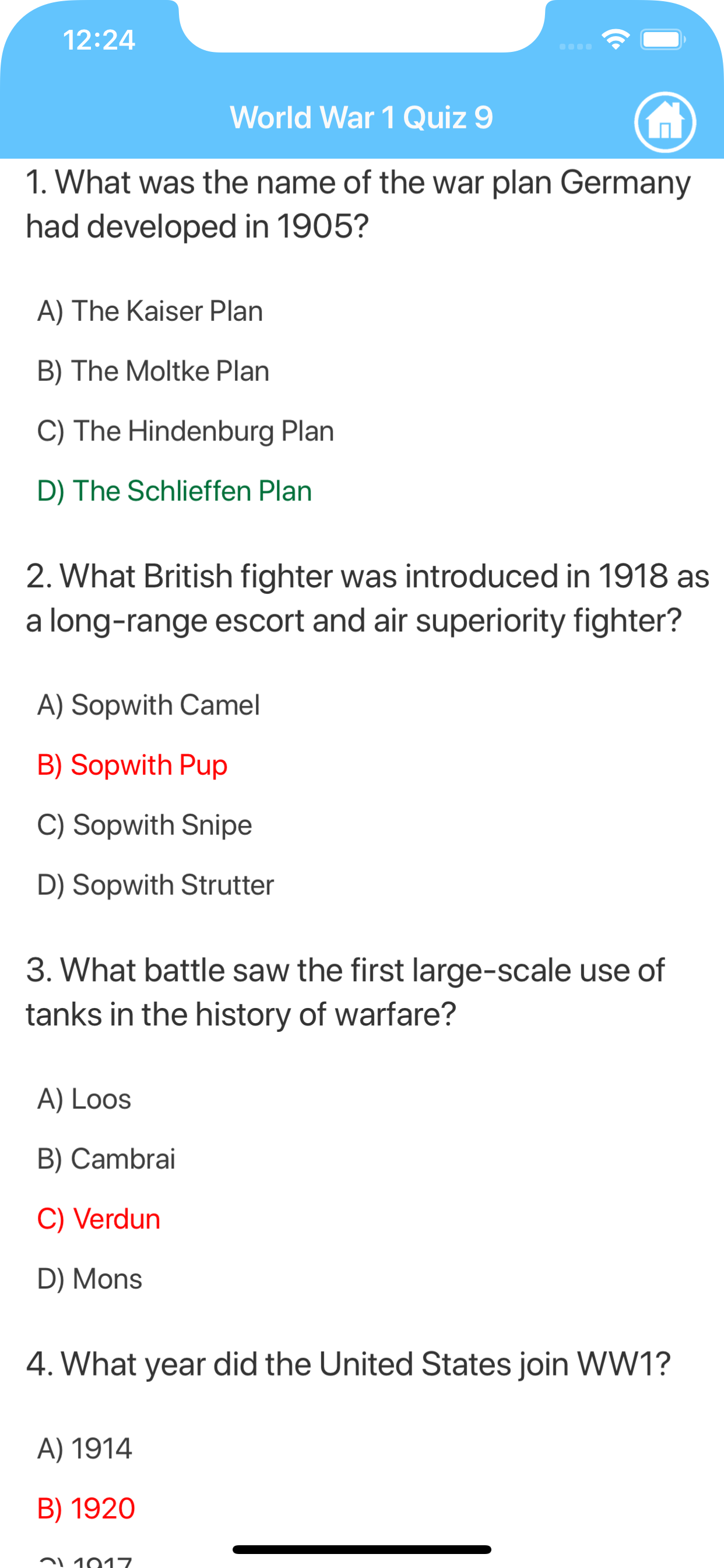 World War 1 Quizzes