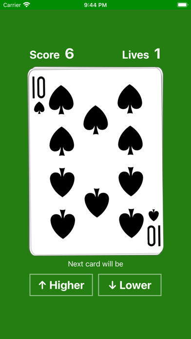 Higher or Lower card game easy iphone images