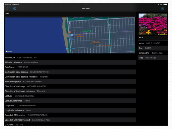 Metainfo iPad screenshot