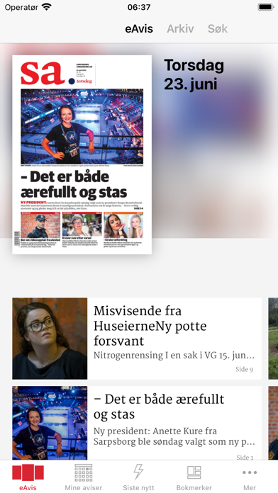 Sarpsborg Arbeiderblad eAvis Screenshot