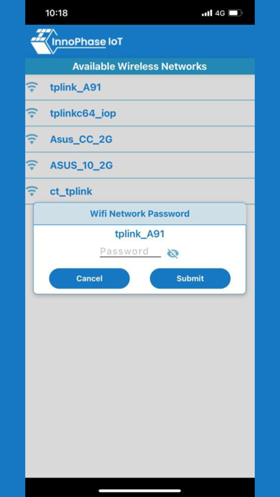 InnoPhaseIoT Wi-Fi Provisioner Screenshot