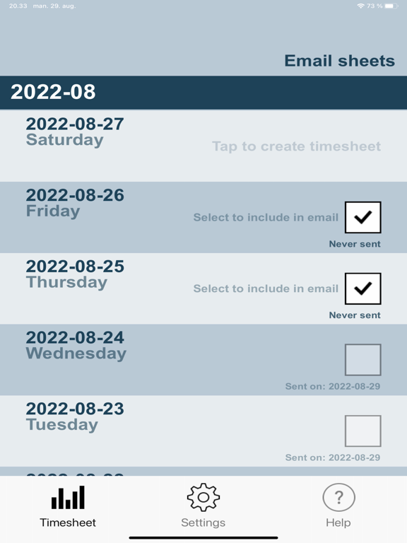 Daily Timesheets iPad screenshot 4 - Productivity app