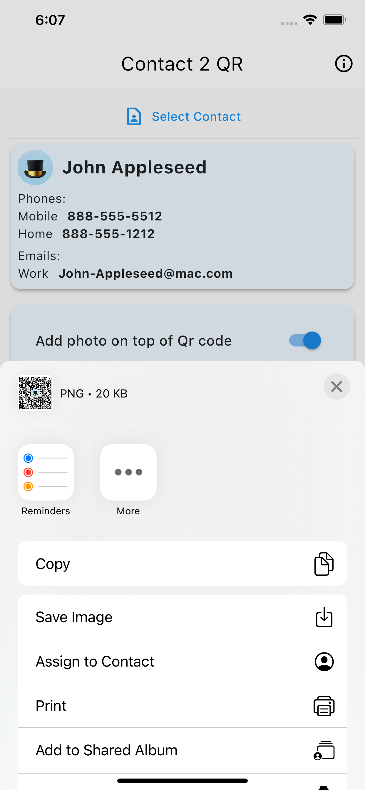 Contact 2 QR