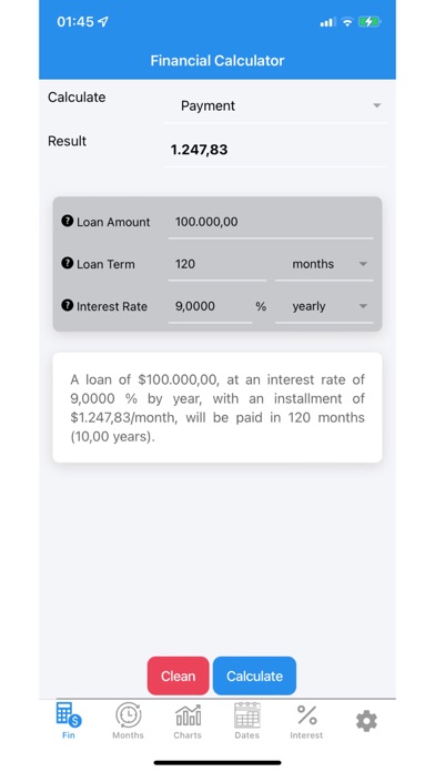 Loan and Interest Calculator Screenshot